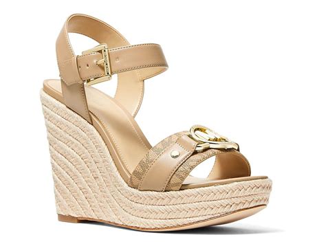 michael kors gold espadrilles wedges|michael kors suede wedge sandals.